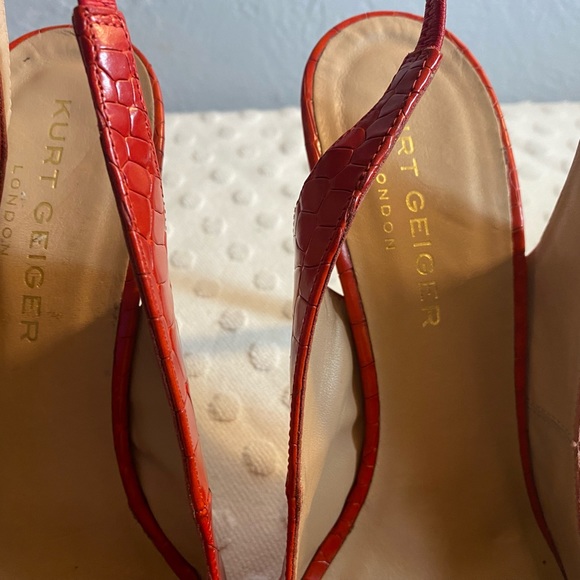 KURT GEIGER Red Croc Embossed Sling Back Heel - Picture 13 of 16